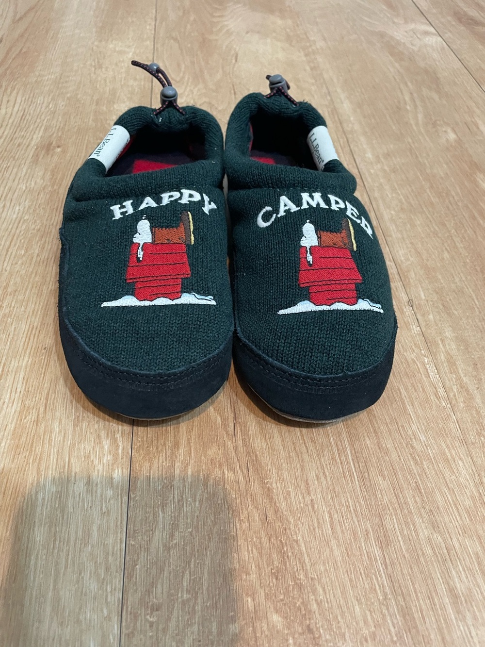 L.L.Bean Kids Happy Camper Snoopy House Slippers Size 12-13 Green NWT No Tags